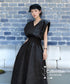 Double V-neck Ripple Dress